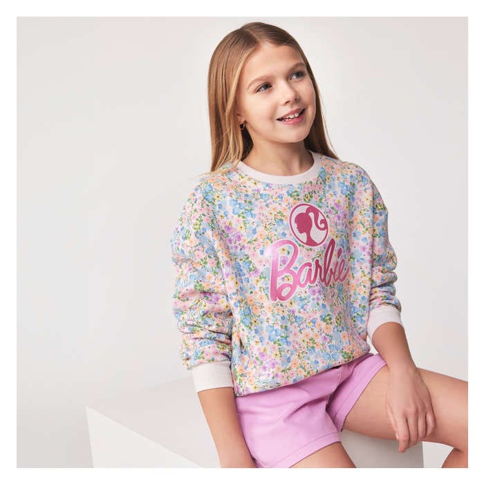 Filles Chandail en molleton ras du cou Barbie - Rose Pâle